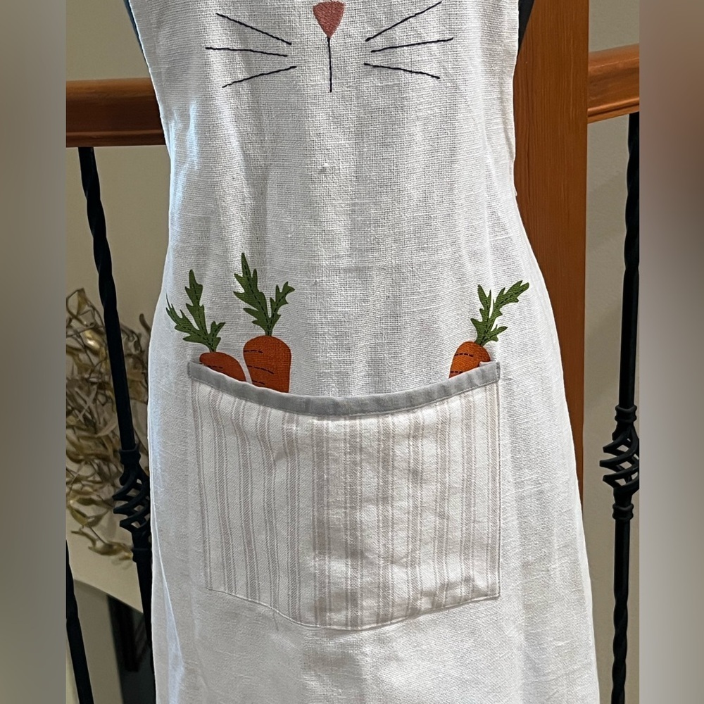 Cute Bunny Apron with Carrot Pockets by CUPCAKES AND CASHMERE: WOMEN 26”X 35” - Picture 7 of 11